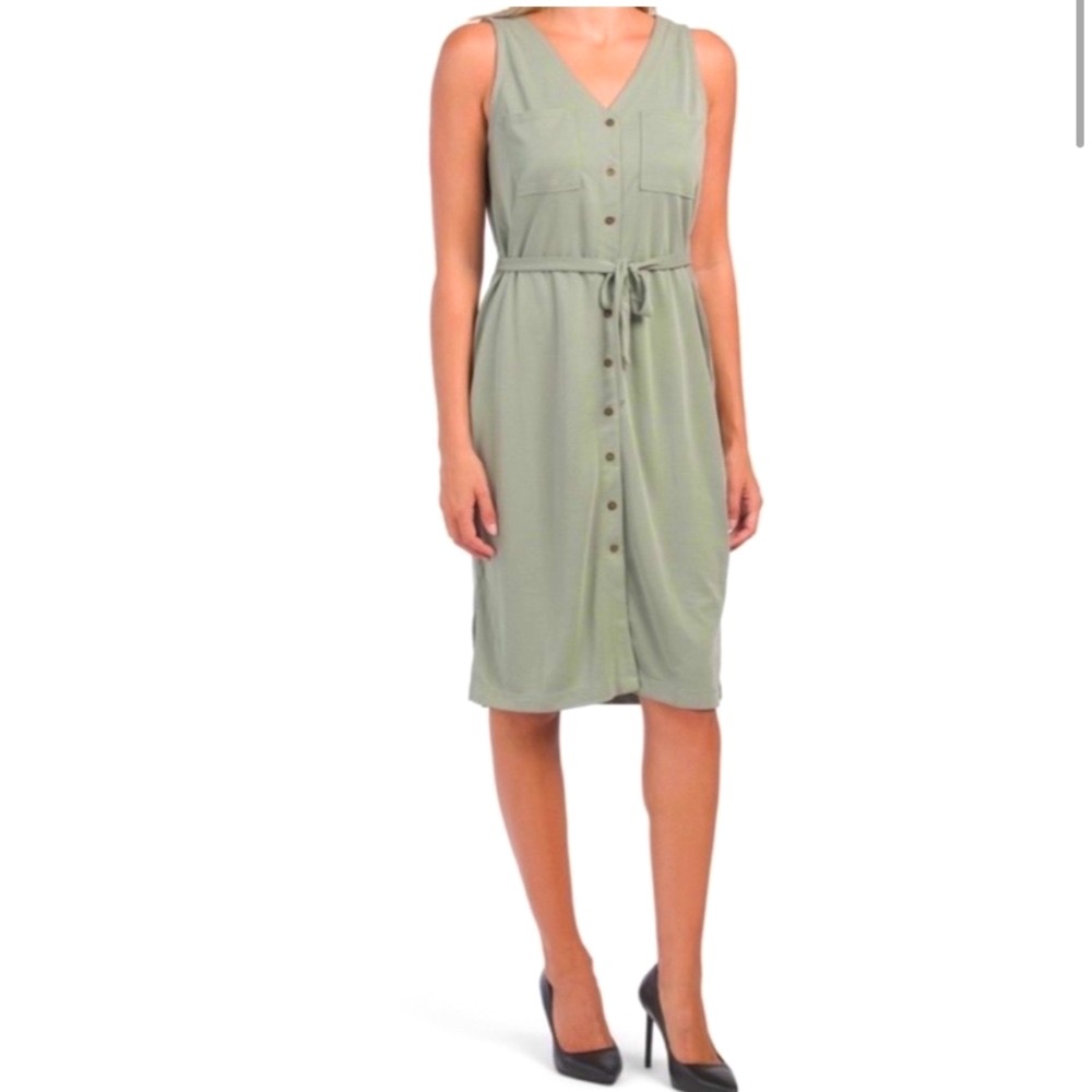 Tahari Modal Button Up Dress in Sage Green — NEW!!